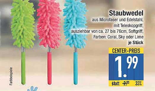 Staubwedel aus Mikrofasern und Edelstahl mit Teleskopgriff