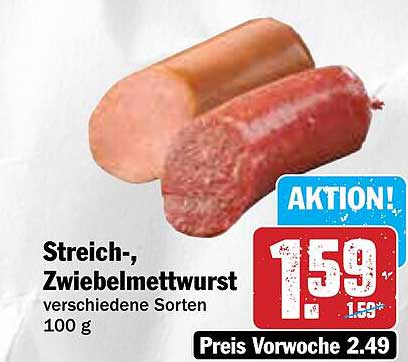 Streich-, Zwiebelmettwurst verschiedene Sorten 100 g