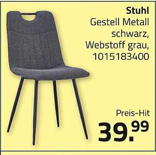Stuhl Gestell Metall schwarz, Webstoff grau, 1015183400