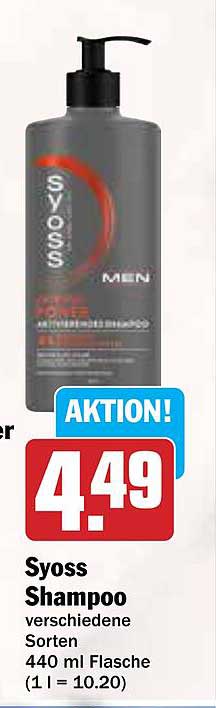 Syoss Shampoo für Männer 440 ml Flasche - Verschiedene Sorten
