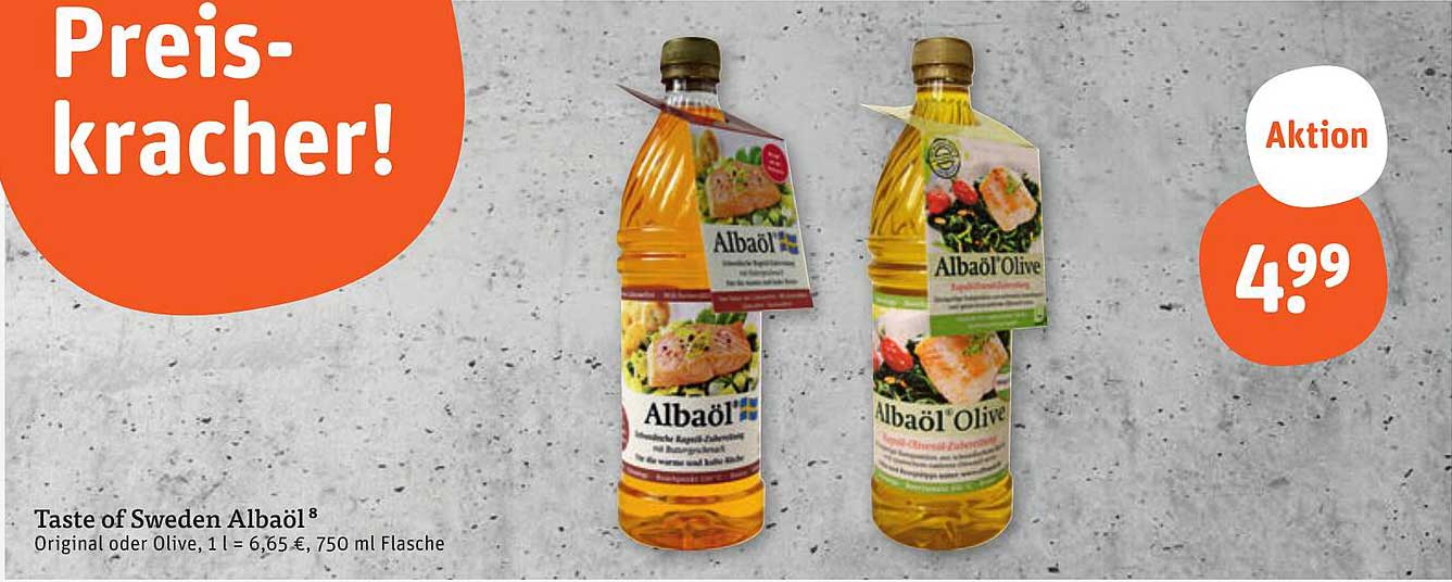 Taste of Sweden Albaöl 750 ml für nur 4,99 €!