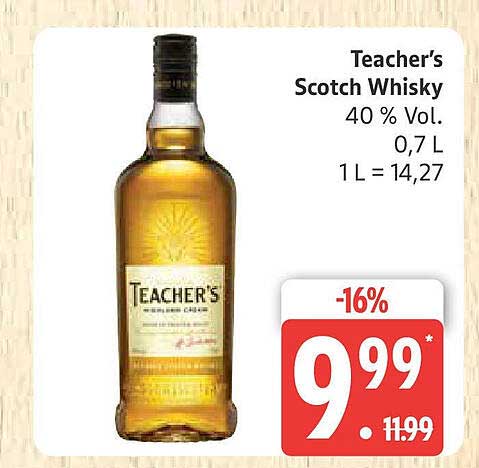Teacher's Scotch Whisky 0,7 L - Jetzt nur 9,99 €