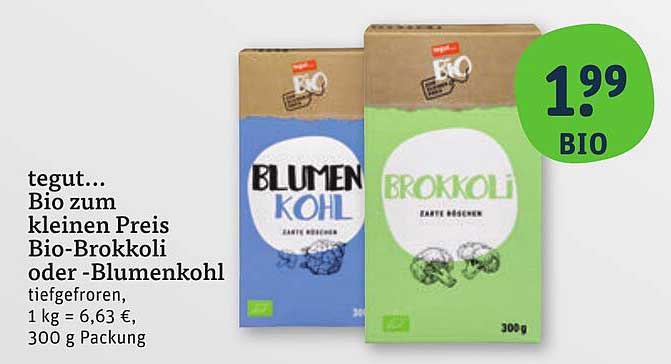 tegut... Bio-Brokkoli oder Blumenkohl 300 g Packung