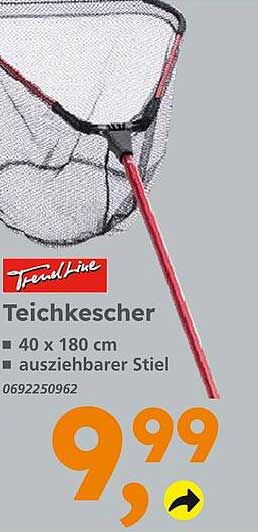 Teichkescher - 40 x 180 cm mit ausziehbarem Stiel