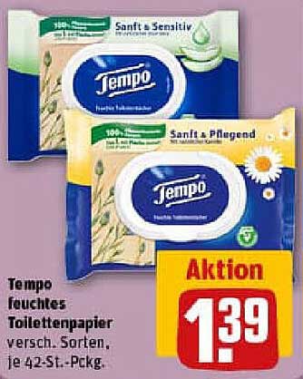 Tempo feuchtes Toilettenpapier, verschiedene Sorten, je 42-St.-Pckg.