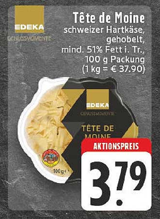 Tête de Moine Schweizer Hartkäse, gehobelt, 100 g Packung