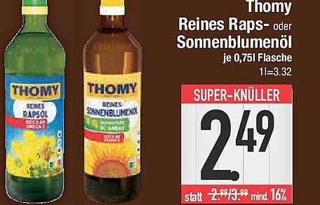 Thomy Reines Raps- oder Sonnenblumenöl 0,75l Flasche