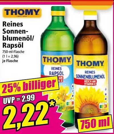 THOMY Reines Sonnenblumen-/Rapsöl 750 ml