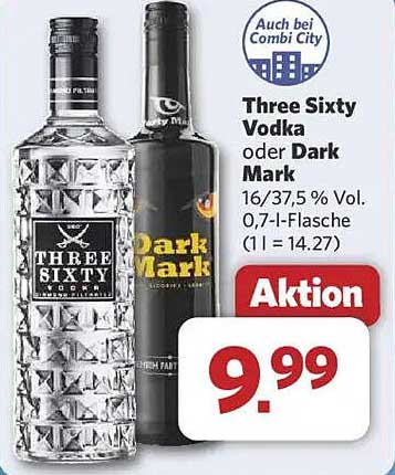 Three Sixty Vodka oder Dark Mark - 0,7 l-Flasche