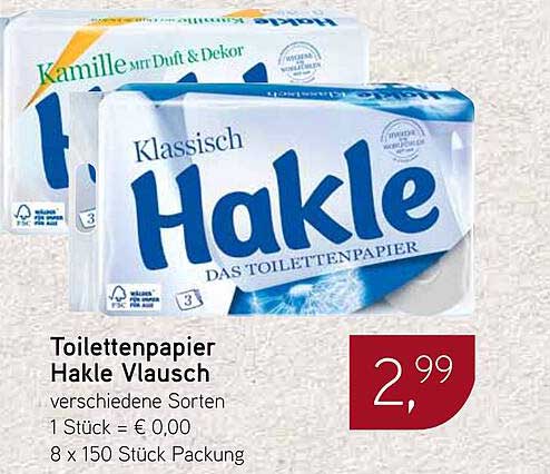 Toilettenpapier Hakle Vlauscht - verschiedene Sorten