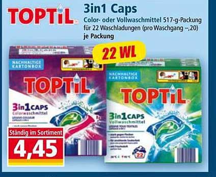 TOPTIL 3in1 Caps Vollwaschmittel 517 g für 22 Waschladungen