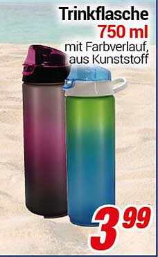 Trinkflasche 750 ml mit Farbverlauf, aus Kunststoff