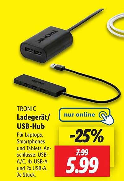 TRONIC Ladegerät/USB-Hub