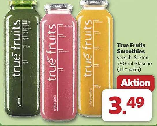 True Fruits Smoothies - Verschiedene Sorten 750-ml-Flasche