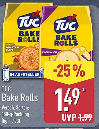 TUC Bake Rolls - 150 g Packung in verschiedenen Sorten