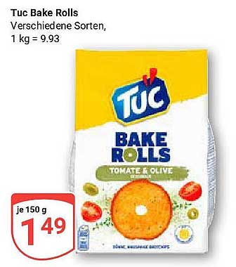 Tuc Bake Rolls - Tomate & Olive, 150 g