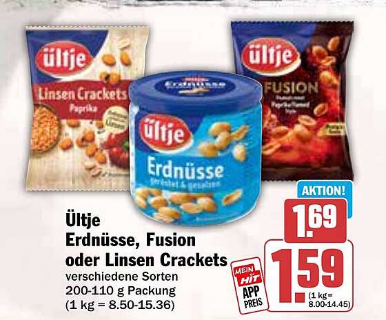 Ültje Erdnüsse, Fusion oder Linsen Crackers - verschiedene Sorten