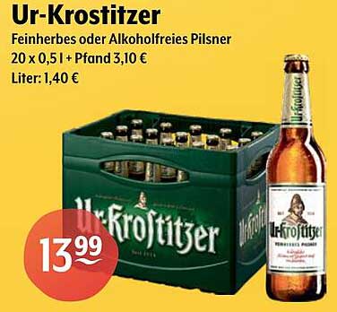 Ur-Krostitzer Feinherveses oder Alkoholfreies Pilsner 20 x 0,5 l + Pfand 3,10 €