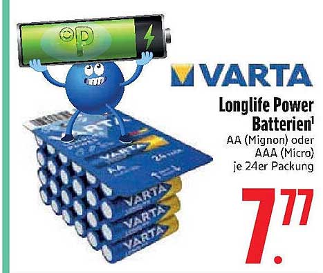 VARTA Longlife Power Batterien AA (Mignon) oder AAA (Micro) je 24er Packung