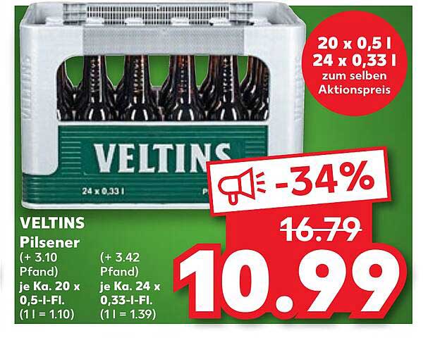 VELTINS Pilsener – 24 x 0,33 l zum Aktionspreis