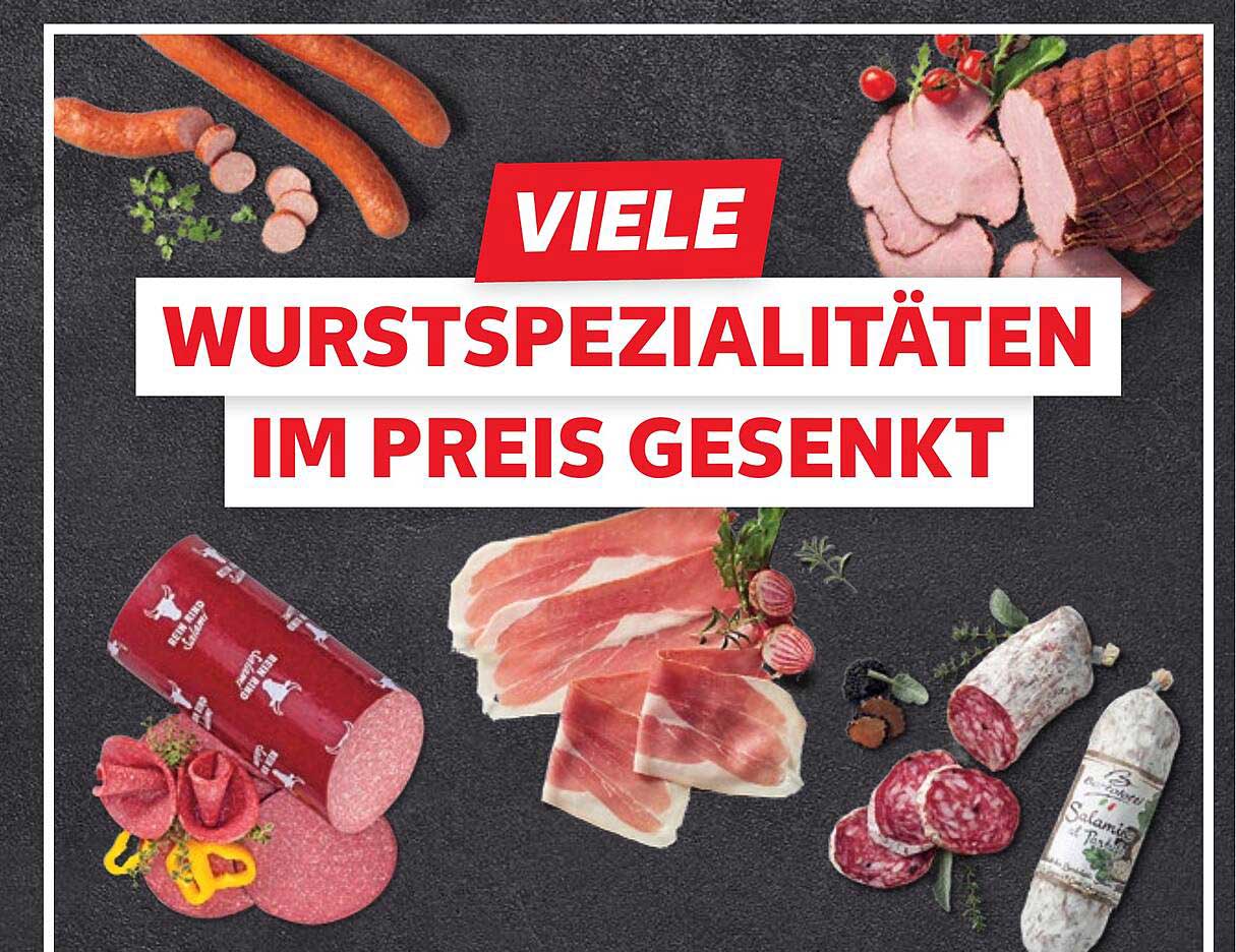 Viele Wurstspecialitäten im Preis gesenkt