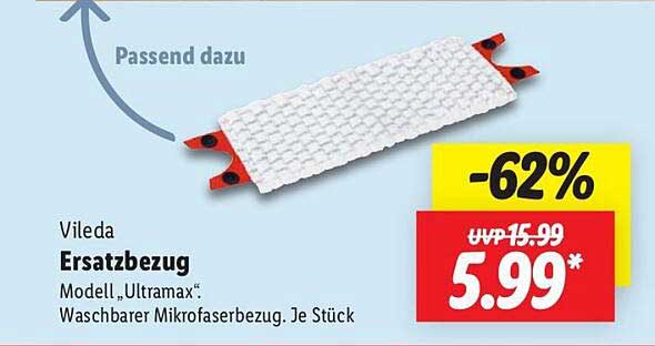 Vileda Ersatzbezug Modell „Ultramax“ Wascherbarer Mikrofaserdeckel Je Stück