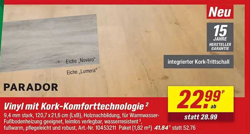 Vinyl mit Kork-Komforttechnologie von Parador