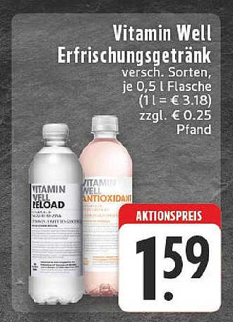 Vitamin Well Erfrischungsgetränk – verschiedene Sorten, 0,5 l Flasche