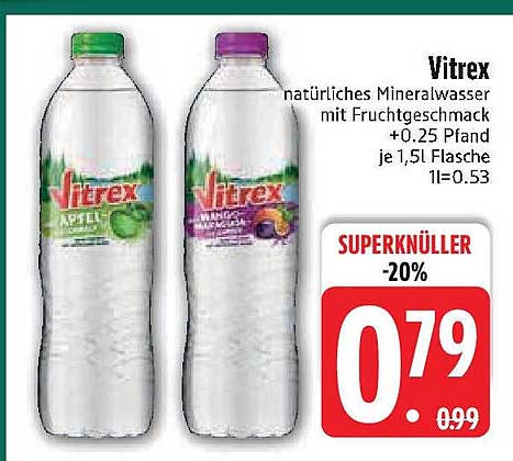 Vitrex natürliches Mineralwasser mit Fruchtgeschmack