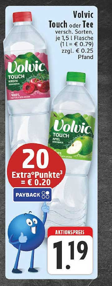 Volvic Touch oder Tee, 1,5 l Flasche für nur 1,19 €