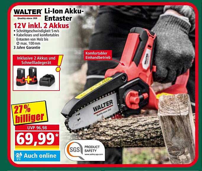 WALTER Li-Ion Akku-Entaster 12V inkl. 2 Akkus