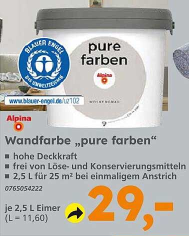 Wandfarbe „pure farben“ von Alpina
