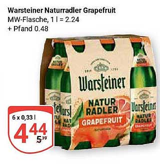 Warsteiner Naturradler Grapefruit 6 x 0,33 l