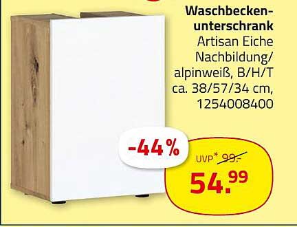Waschbeckenunterschrank Artisan Eiche Nachbildung/alpinweiß