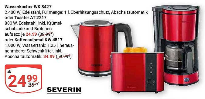 Wasserkocher WK 3427 und Toaster AT 2217 oder Kaffeeautomat KW 4817