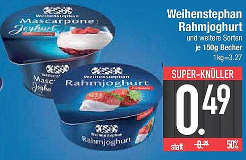 Weihenstephan Rahmjoghurt und weitere Sorten je 150g Becher