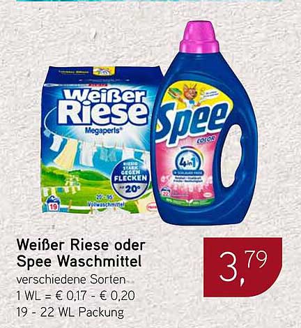 Weiße Riese oder Spee Waschmittel - verschiedene Sorten