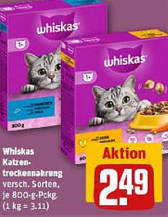 Whiskas Katzentrockenfutter, 800 g Packung