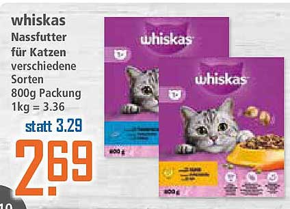 whiskas Nassfutter für Katzen verschiedene Sorten 800g Packung