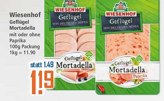 Wiesenhof Geflügel Mortadella 100g (mit oder ohne Paprika)