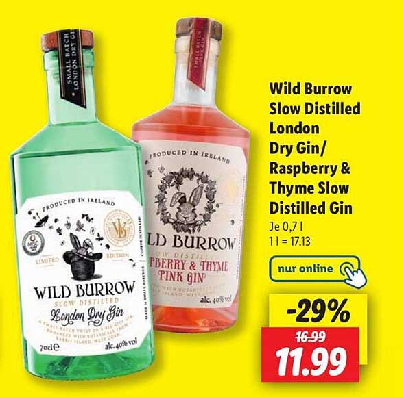 Wild Burrow Slow Distilled London Dry Gin/Raspberry & Thyme Slow Distilled Gin 0,7 l