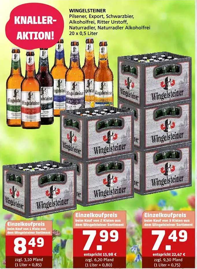 WINGELSTEINER Pilsener, Export, Schwarzbier, Alkoholfrei - 20 x 0,5 Liter
