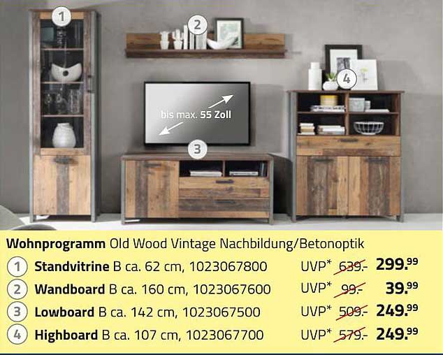 Wohnprogramm Old Wood Vintage Nachbildung/Betonoptik
