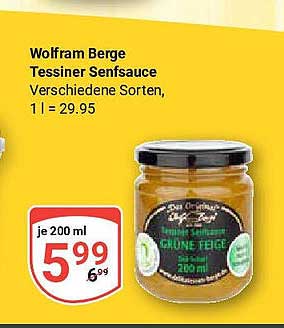 Wolfram Berge Tessiner Senfsauce - Grüne Feige, 200 ml