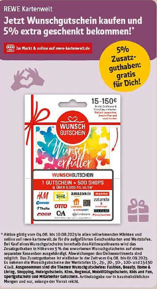 Wunschgutschein kaufen und 5% extra erhalten!