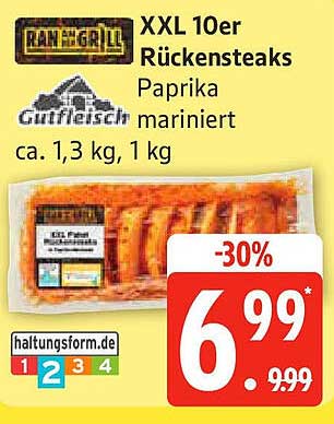 XXL 10er Rückensteaks Paprika mariniert