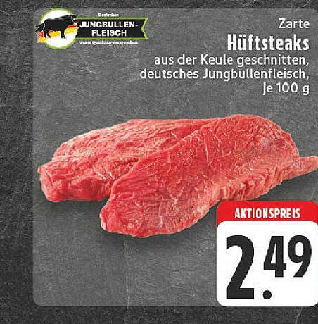 Zarte Hüftsteaks aus der Keule geschnitten