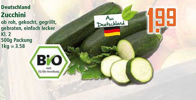 Zucchini 500g Packung – Bio-Qualität aus Deutschland