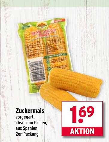 Zuckermais - vorgegart, ideal zum Grillen, aus Spanien, 2er-Packung