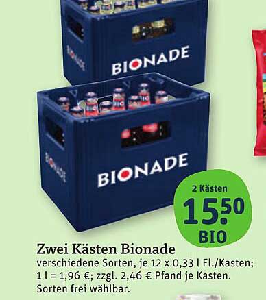 Zwei Kästen Bionade - verschiedene Sorten